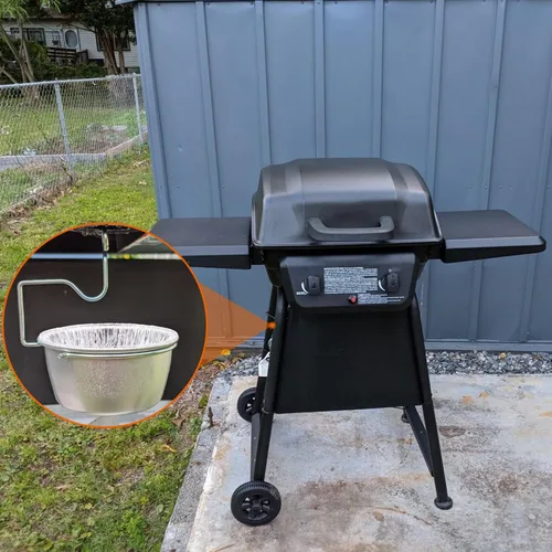 Vista 7 de Bandeja de grasa para parrilla con clip para Char-Broil y Kenmore Bandeja de grasa para parrilla al aire libre, recolector de grasa para parrillas