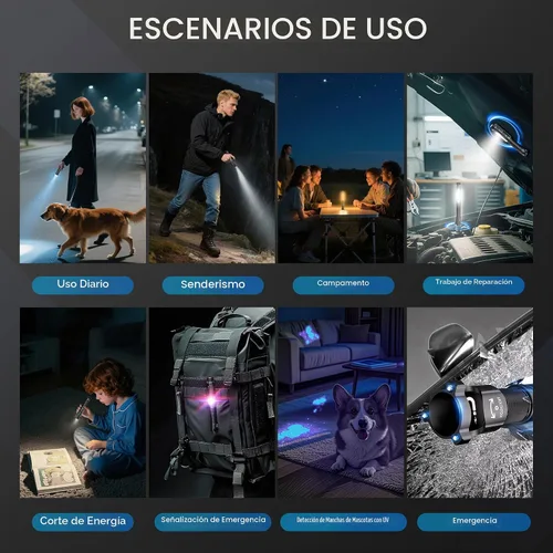 Vista 8 de Linterna EDC recargable, linterna pequeña de 800 lúmenes con clip magnético y base, linterna LED de 11 modos, rompedor de vidrio y abridor