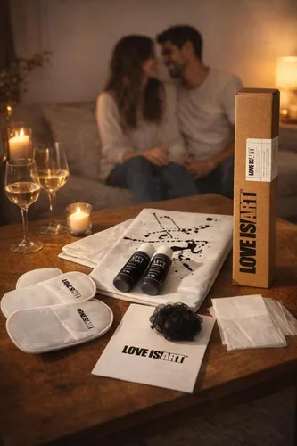 Vista 3 de Love is Art Kit de pintura para parejas, experiencia única de cita nocturna e idea romántica de aniversario, actividad creativa para parejas