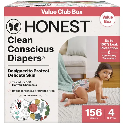 Vista 12 de The Honest Company Pañales, paquete económico, protección contra fugas 2-Color múltiple