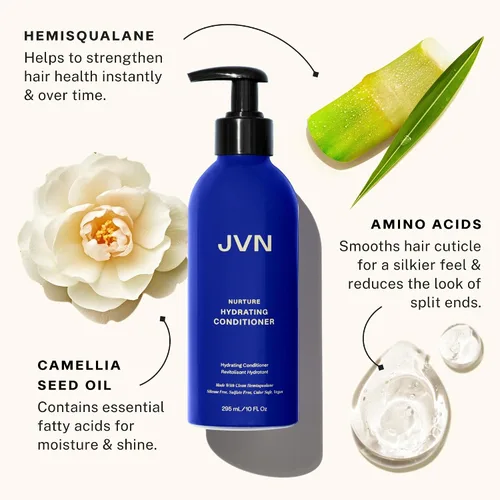 Vista 2 de JVN Nurture - Acondicionador hidratante, 10 onzas líquidas, desenreda y suaviza el cabello, acondicionador hidratante y nutritivo profundamente