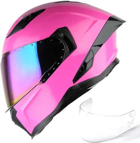 Vista 11 de 1Storm Casco integral de motocicleta para adultos, hombres y mujeres, casco de carreras de bicicleta de calle, aprobado por DOT, con un escudo extra