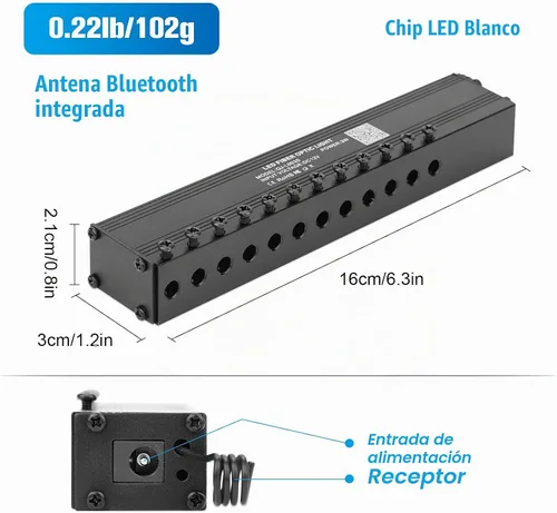 Vista 2 de CHINLY Meteor 3W 96pcs 0.03in 9.8ft Bluetooth 12LEDs Kit de luces de fibra óptica Control remoto/APP + cable divisor de alimentación DC
