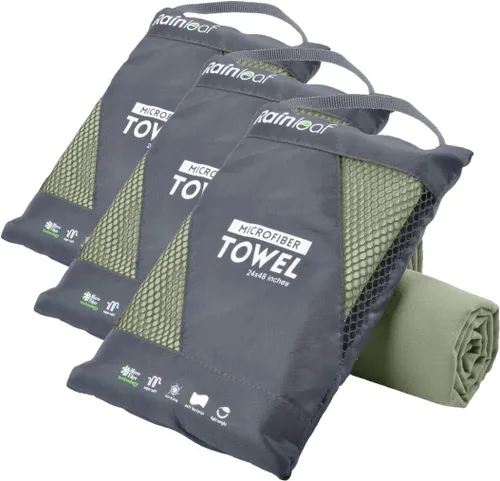Vista 30 de Toalla de microfibra Rainleaf perfecta para viajes y gimnasio y camping. Secado rápido - Super absorbente - Ultra compacta - Liviana. Adecuada