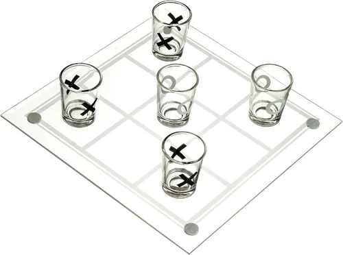 Vista 9 de Fairly Odd Novelties Shot Glass Tic Tac Toe Juego - Diseño elegante para beber divertido, perfecto para fiestas, parejas y estrategia, tablero