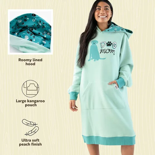 Vista 6 de Lazy One Sudadera con capucha de gran tamaño, ropa de dormir cómoda, vestido de suéter para mujer