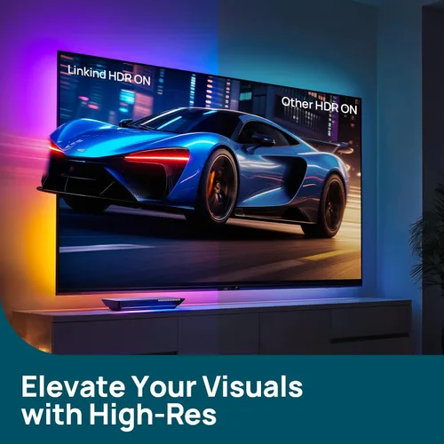 Vista 12 de Linkind Retroiluminación para TV, caja de sincronización HDMI 2.1 con tecnología AI LumiSync, compatible con 8K@60Hz, retroiluminación LED