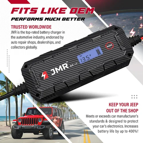 Vista 3 de Cargador de Batería JMR para Jeep Wagoneer, Wrangler, Cherokee, Commander, Gladiator, Compass, Renegade, Liberty, Patriot, Todos los Modelos