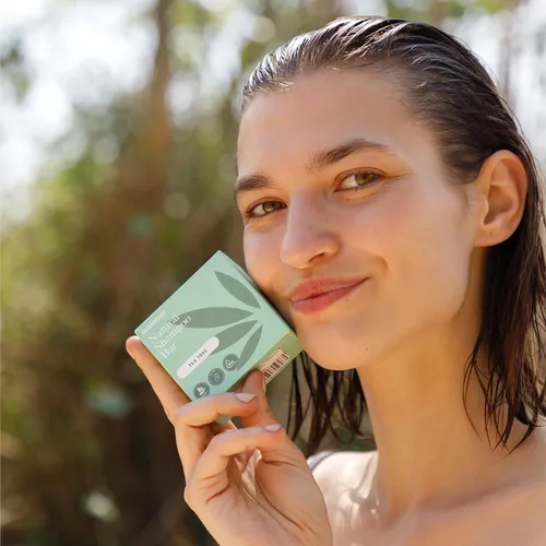 Vista 2 de Seek Bamboo Tea Tree - Barra de champú natural para el cuidado del cabello graso y el cuero cabelludo, champú sólido sin sulfatos, cuidado