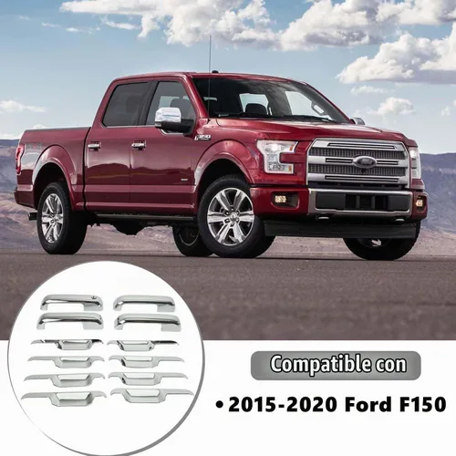 Vista 3 de AUCERAMIC Cubierta de manija de puerta cromada para Ford F150 2015-2020