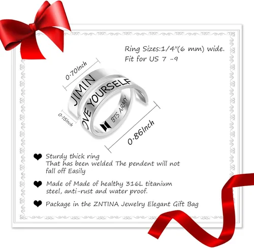 Vista 2 de G-Ahora BT Bangtan Boys Ring Kpop Army Love Yourself Ring Rings for Army Fans Jewelry