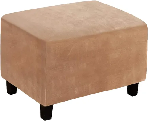 Vista 15 de Funda otomana, fundas otomanas de terciopelo rectangular y elásticas para taburete de pie para sala de estar, protector de muebles de almacenamiento