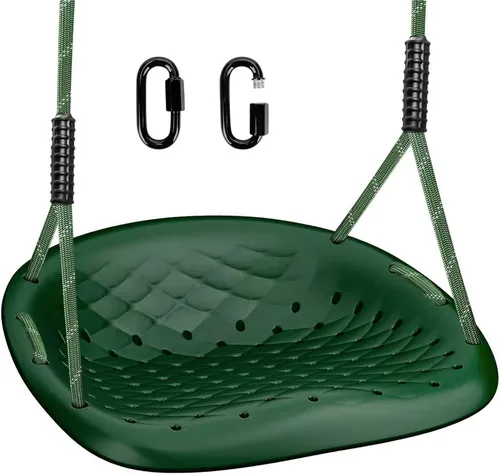 Vista 10 de Asiento de columpio resistente, capacidad de 550 libras, asiento de columpio para exteriores para adultos y niños, color negro