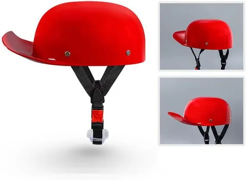 Vista 2 de Vintage Open Face Motorcycle Half Helmet DOT Approved Baseball Cap Helmet with Adjustable Quick Release Buckle for Adult Men Women Chopper Scooter