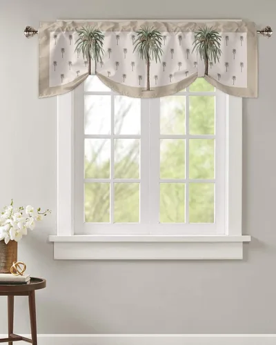 Vista 14 de Cortinas modernas de mosaico en blanco y negro para sala de estar, dormitorio, baño, ventana de cocina, cenefa de panel con bolsillo para barra