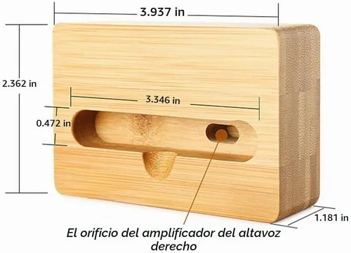 Vista 4 de Fanshu - Amplificador de soporte para teléfono celular, soporte universal portátil de madera para teléfono celular, soporte de cama de bambú