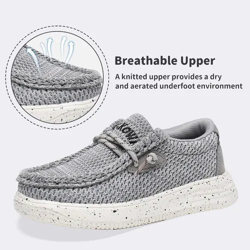 Vista 6 de Apakowa Mocasines para niños y niñas, zapatos casuales para caminar, cómodos y ligeros (niños pequeñosniños grandes)