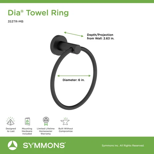 Vista 7 de Symmons 35AC3BUNDLEMB - Juego de accesorios de baño de pared de 3 piezas, color negro mate