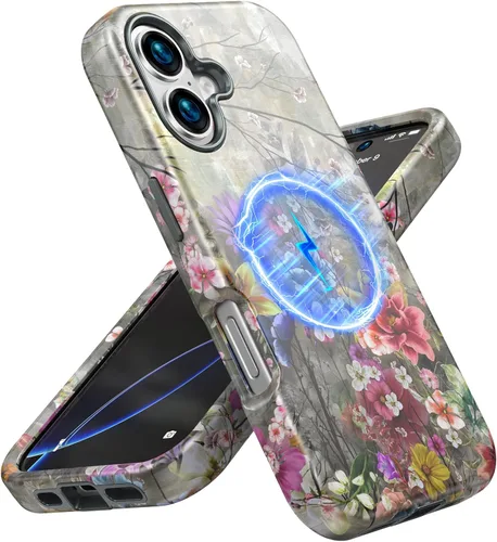 Vista 26 de Magsafe - Funda protectora para iPhone 13/14, a prueba de golpes, a prueba de caídas, funda inalámbrica para parachoques, protección híbrida Flor