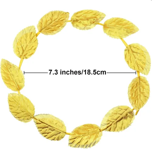 Vista 2 de 12 piezas de tocado Toga de Halloween con hojas doradas, corona de laurel, corona griega, diadema de hoja dorada, corona romana, disfraz de Toga