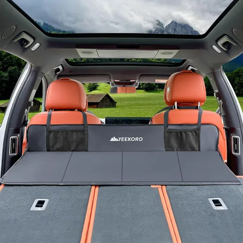 Vista 12 de Placa de extensión de asiento trasero de automóvil, extensor plegable de asientos traseros para dormir, aumenta el maletero de viaje y el espacio