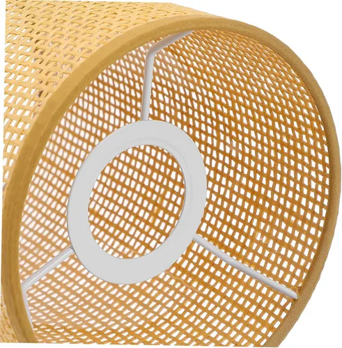 Vista 3 de Pantalla de lámpara tejida de ratán para lámparas de mesa, diseño de tambor rústico, cubierta de luz única para sala de estar, dormitorio