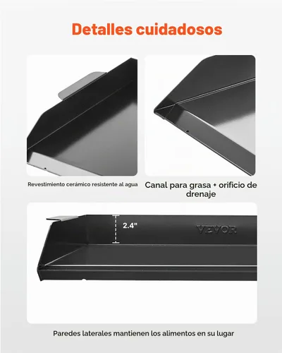 Vista 3 de VEVOR Plancha de Acero al Carbono, Plancha Plana Universal Rectangular de 20x16 Pulgadas, Plancha de Parrilla de Gas para Barbacoa, Teppanyaki