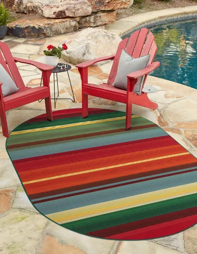 Vista 10 de Unique Loom Outdoor Modern Collection - Alfombra de área Jaco (4 pies 1 pulgada octágono multi/azul claro)