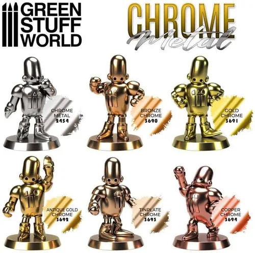 Vista 4 de Green Stuff World para Modelos y Miniaturas Pintura Cromo - Oro 3691