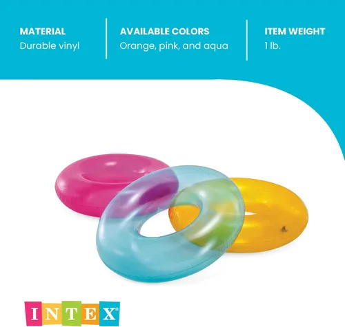 Vista 5 de Intex Colorful Transparent Inflatable Swimming Pool Beach Tube Raft