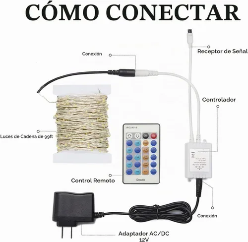 Vista 7 de Decute - Tira de luces de hadas de 300 LED de 99 pies de alambre plateado para árbol de Navidad, con control remoto, luz estrellada tipo luciérnaga