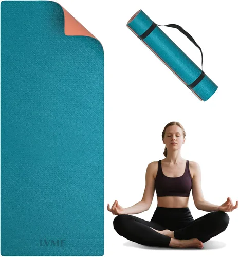 Vista 7 de Yoga Mat Non Slip, Anti-Tear 1/4" & 2/5" Thick TPE Yoga Mats for Women and Men, a stylish and practical dual-tone yoga mat.72"x24" Exercise &