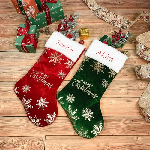 Vista 3 de Drawelry Calcetines de Navidad Medias de lentejuelas rosas: decoración familiar personalizada, adorno colgante para chimenea, temporada de Navidad