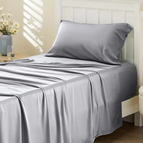 Vista 50 de Bedsure PureWoven 100% rayón derivado de bambú, sábanas de cama individual, 3 piezas