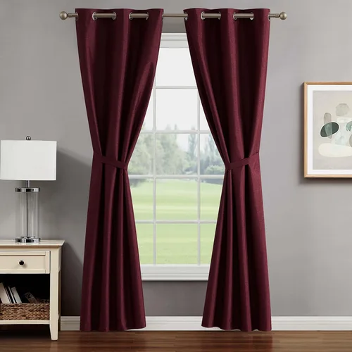 Vista 10 de Creative Home Ideas Cortinas opacas – Paneles de cortina para oscurecer la habitación con alzapaños, cortinas legrae con ojales para ventana Azul