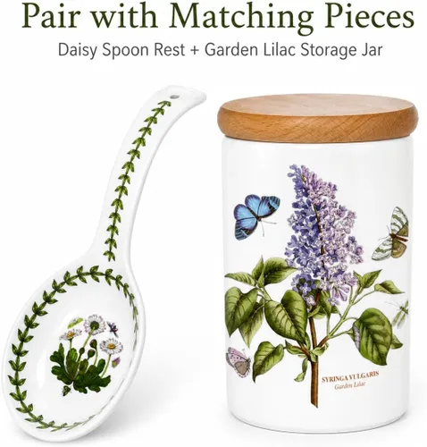 Vista 9 de Portmeirion Botanic Garden - Soporte para cuchara de cocina y encimera de cocina, diseño floral de margaritas, hecho de porcelana, 8.75 pulgadas