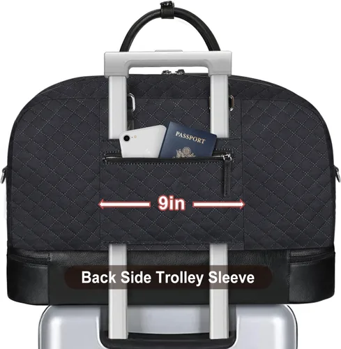 Vista 35 de IBFUN Bolsas de fin de semana para mujer, bolsa grande de lona para viaje, bolsa de viaje con compartimento para zapatos, 21 pulgadas, juego de 3