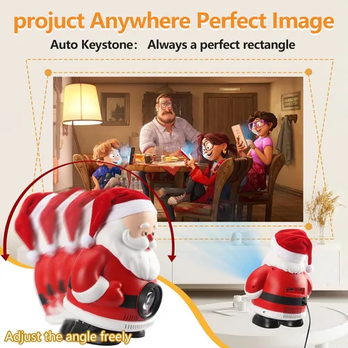 Vista 4 de Proyector Native 1080P Smart Mini Proyector con WiFi y Bluetooth, proyector portátil iiiBUMWOW Soporte 4K con Keystone automático, Smartphone, HDMI