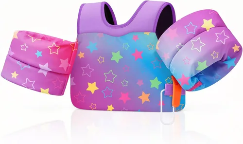 Vista 10 de MoKo Chaleco de natación para niños pequeños de 13-30/20-50/22-66 libras, flotadores de brazo de natación de dibujos animados, alas de agua