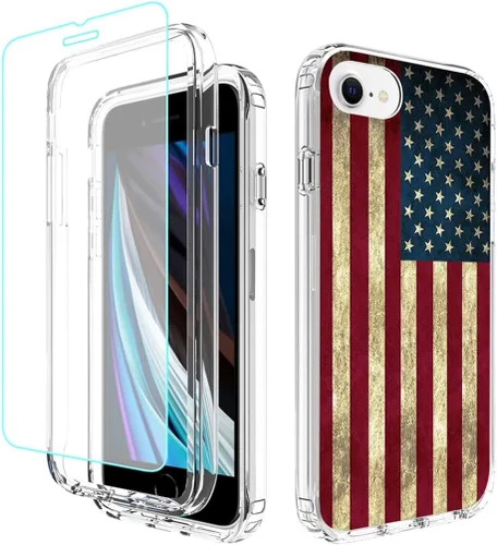 Vista 8 de Funda de teléfono para iPhone SE 2022/SE 3 2022/iPhone SE 2020/iPhone 7/iPhone 8 con protector de pantalla de vidrio templado, funda protectora