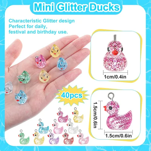 Vista 2 de Jetec 40 dijes de pato de resina, cuentas para mujeres adultas, fabricación de joyas, pulseras, collares, aretes, llavero, manualidades, regalos