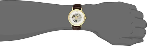 Vista 3 de Stuhrling Original 647.02SET Legacy Reloj automático dorado esqueleto para hombre con correa adicional, DoradoNegro, Moderno