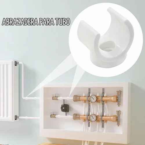 Vista 3 de Litoexpe Abrazaderas de Soporte para Tubo de PEX de 1 Pulgada de Plástico - Soporte para Tubo de PVC de 25mm, Clips Blancos, Herramienta de 12 piezas