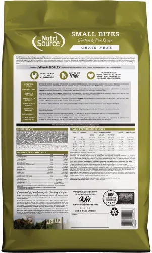 Vista 7 de NutriSource Alimento seco para perros sin granos, bocados pequeños, pollo y guisantes, 4 libras