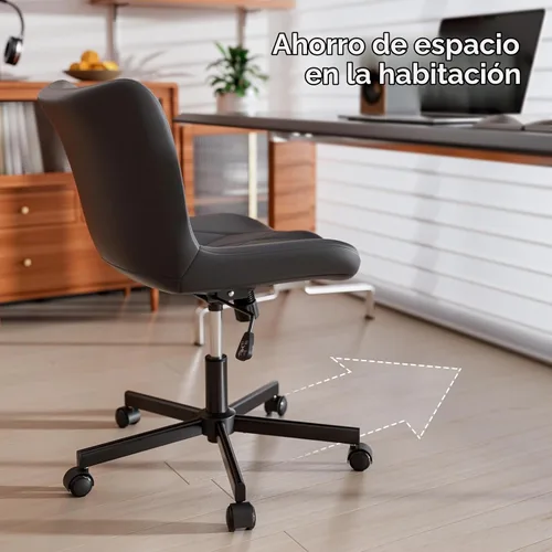 Vista 7 de Silla de Escritorio sin Brazos, Silla de Oficina para el Hogar Moderna sin Brazos, Silla de Computadora Ajustable en Altura y con Movimiento, Silla
