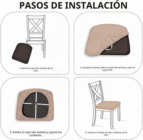 Vista 5 de Juego de 4 fundas de asiento para sillas de comedor, fundas de asiento elásticas modernas de mediados de siglo de los años 50, fundas de cojín