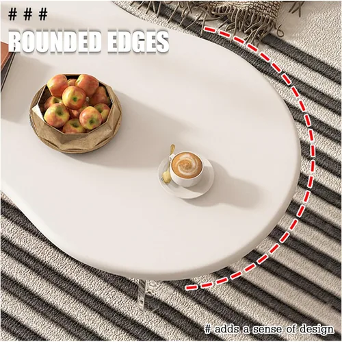 Vista 3 de Cofee Mesa de centro de madera, mesa de centro para sala, mesa de café de lujo, mesa de té de 2 niveles con estante de almacenamiento, esquinas