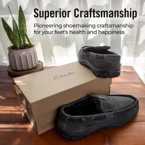 Vista 4 de Clarks Pantuflas venecianas para hombre, Gris