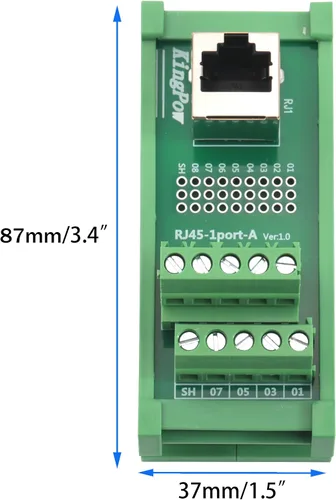 Vista 2 de 1Way RJ45 8P8C Distribución del conector Ethernet del montaje en carril DIN
