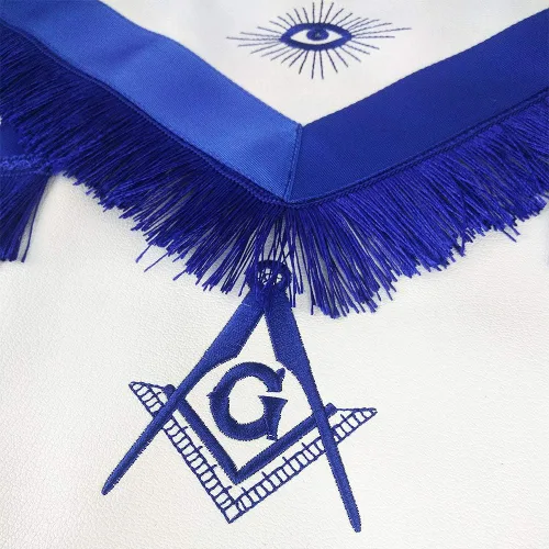 Vista 4 de Delantal masónico Master Mason Blue Lodge de cuero cuadrado y brújula para masón, Azul